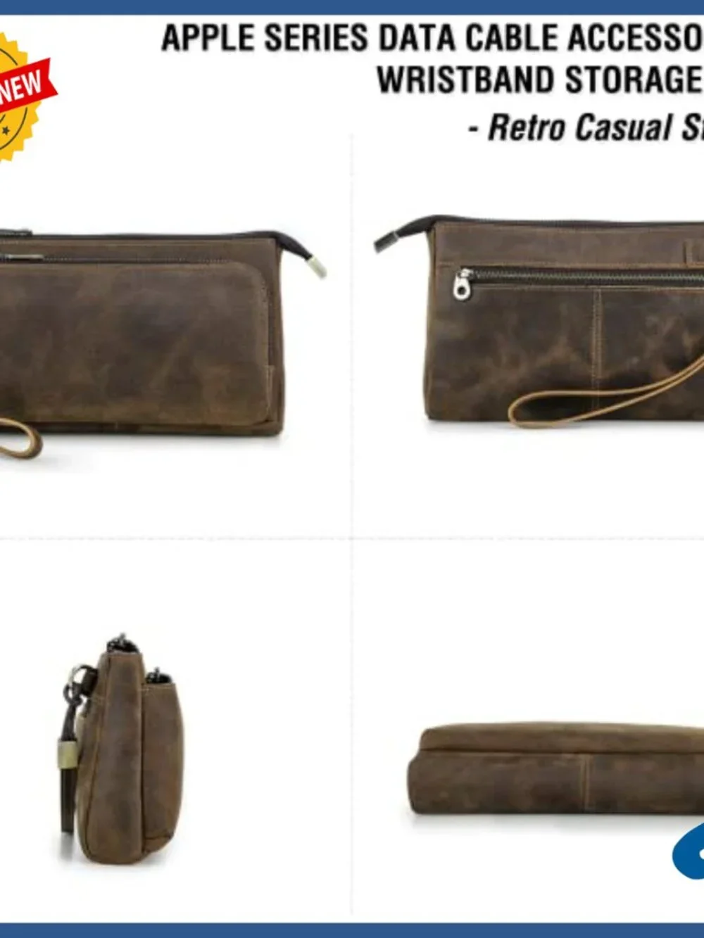 Vintage Leather Clutch Wristlet with RFID Blocking Large Capacity